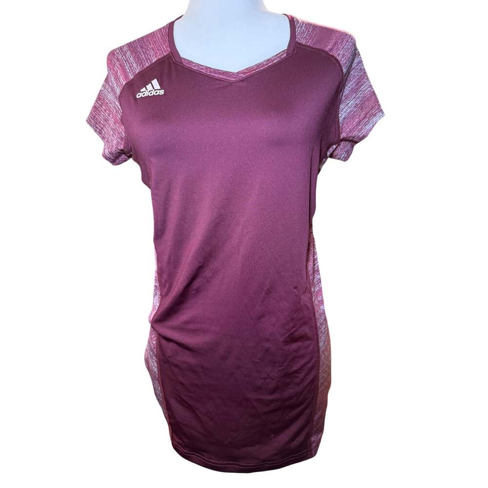 Adidas Climalite Burgundy Space Dye Short Sleeve Athletic Top, Women's Medium